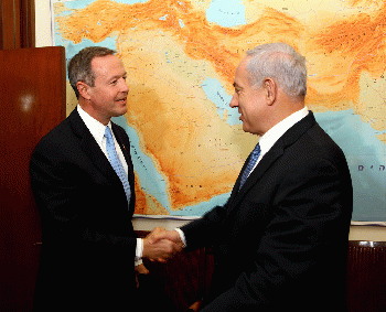 Prime Minister Benjamin Netanyahu and Minster of Industry and Trade Naftali Bennett,President Shimon Perez