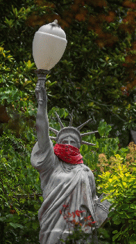 Lady Liberty wears a COVID mask, From CreativeCommonsPhoto