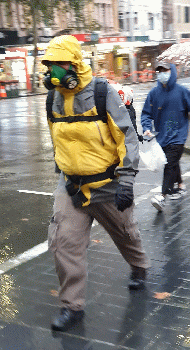 Pedestrian wearing breathing mask - COVID-19 Coronavirus - George St, Sydney CBD, Australia, From CreativeCommonsPhoto
