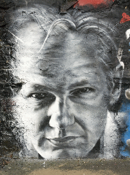 Julian ASSANGE arrested, painted portrait - Wikileaks, From CreativeCommonsPhoto