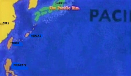 Close up of Pacific Rim: Japan, Okinawa, Taiwan, Philippines