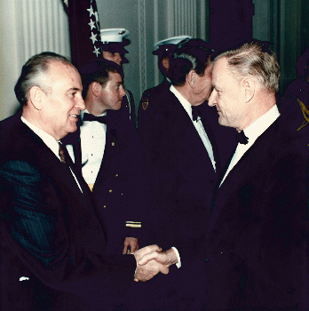 Brzezinski with former President of Soviet Union Mikhail Gorbachev. January 28, 1987., From CreativeCommonsPhoto