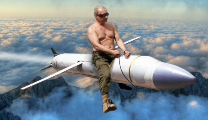 Putin riding a Russian missile
