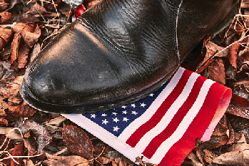 A protesters step on American flag, From FlickrPhotos