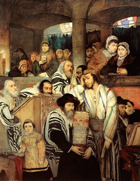 Maurycy Gottlieb - Jews Praying in the Synagogue on Yom Kippur. And then there are we secular Jews --- all of us Jews, to be sure., From WikimediaPhotos