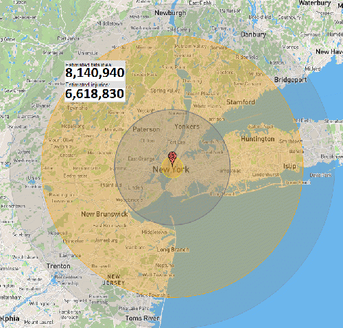Figure 5: 100,000 Kiloton, hydrogen bomb explosion, airburst explosion, New York Figure 5: 100,000 Kiloton, hydrogen bomb explosion, airburst explosion, New York