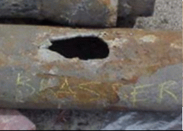 Figure 6: Fatigue corrosion caused by microscopic cracks from water hammers. Figure 6: Fatigue corrosion caused by microscopic cracks from water hammers.