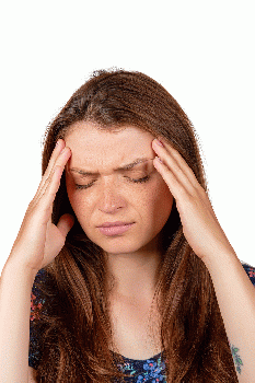 Teen woman with headache holding her hand to the head, From CreativeCommonsPhoto