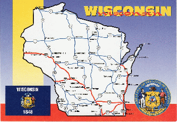 Wisconsin map, flag, and seal, From CreativeCommonsPhoto