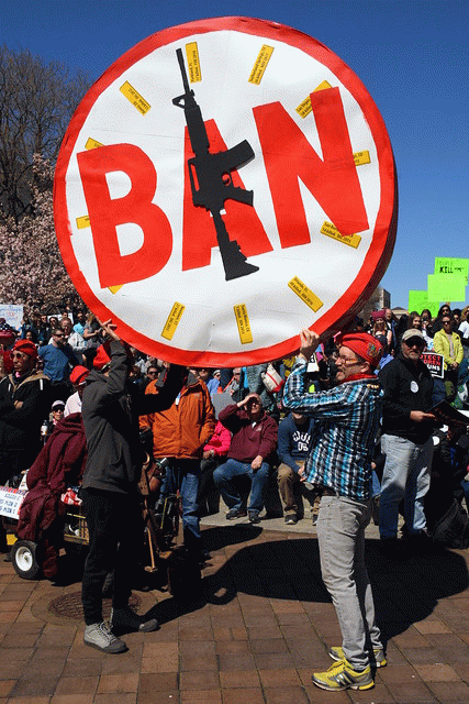 March for Our Lives 091 - Ban Assault Rifles Clock, From FlickrPhotos