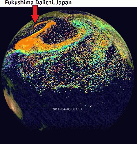 Figure 2: Radioactive dust cloud acrocs the face of the northern hemisphere