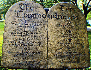 Ten Commandments Tablets. Probably from the time of the first (official) translation of the Bible, early 17th cent. The first unofficial translator of the Bible into English, early 16th century, lost 'is 'ed over doing do., From FlickrPhotos