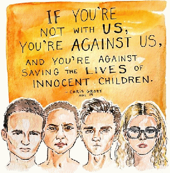 Cameron Kasky, Emma Gonzalez, David Hogg, and Delaney Tarr (art by Kimothy Joy), From FlickrPhotos