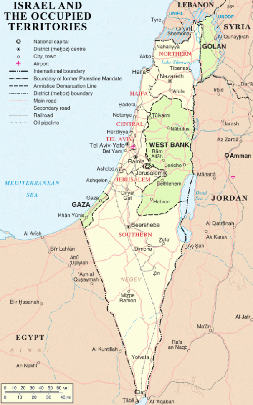 Israel and occupied territories map., From WikimediaPhotos