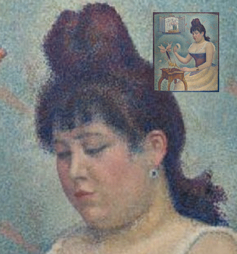 Young Woman Powdering Herself, detail and full image.