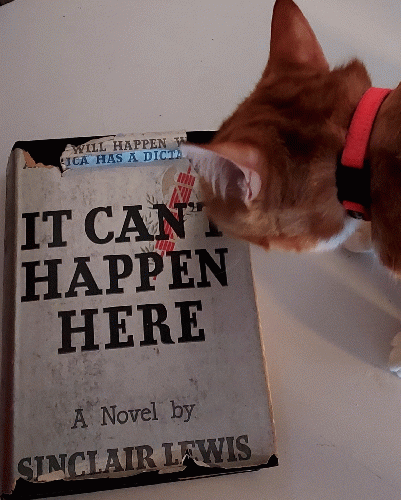 first edition copy of It Can't Happen Here, checked out by revolutionary can, Buddy, From Uploaded