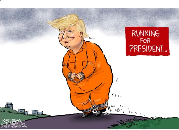 Cartoon depicting DJT in orange jumpsuit, From Uploaded