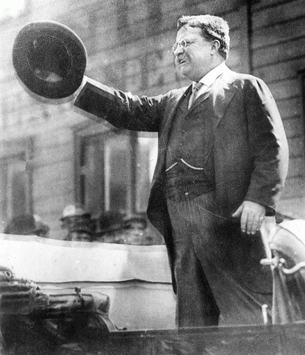 Theodore Roosevelt speaking from a car in Milwaukee Wisconsin on Oct. 14%2C 1912.webp., From WikimediaPhotos