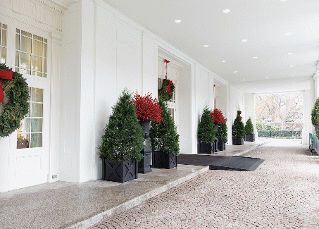 White House East Wing Entrance decorated for the holidays, Nov. 26, 2018, From Uploaded