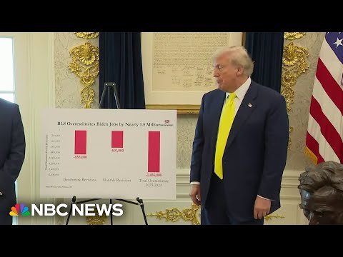 Trump unveils unverified economic data after firing head of labor statistics bureau President Trump presented new unverified economic data in the Oval Office. This comes after the firing of his Bureau of Labor ..., From YouTubeVideos