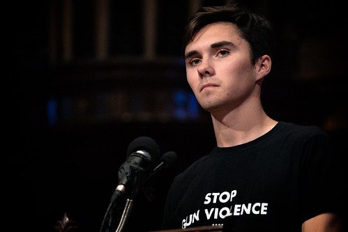 David Hogg speaking at the Westminster Town Hall Forum in Minneapolis, Minnesota