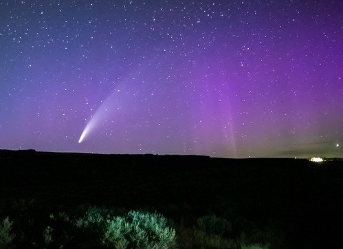 Comet NEOWISE and the Aurora Borealis over Dry Falls - Single Exposure, From FlickrPhotos